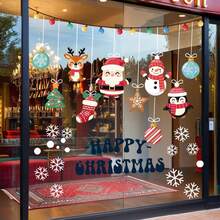 Calcomanías navideñas con Luces y Adornos Colgantes| Personajes y Copos| Listas para Fiesta – 9 láminas - C - Ver 11
