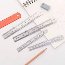 Stainless Steel Ruler Set, 15/20/30cm Double-Sided Metric & Inch Metal Rulers, Straight Edge Measuring Tool For School, Office, Engineering - Sets - View 2