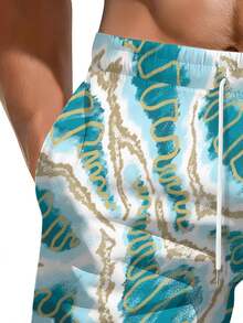 Abstract Wave Pattern Men's 3D All-Over Print Summer Beach Shorts Ocean Inspired Design For Beach And Pool Activities Perfect Gift For Him - 白色 - 查看 5