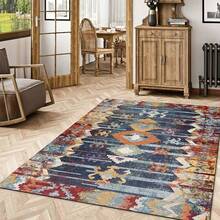 1pc, Vintage Persian-Style Area Rug, Bohemian-Style Damaged Oriental Pattern Rug, Stain-Resistant Carpet Suitable For Living Rooms, Bedrooms, Motorhomes, And Patios. Available In Various Sizes And Micro-Sized Options. - 5 - View 3