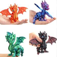 3D Printed Movable Joint Western Dragon Stress Relief Doll, Flexible Joint Demon Dragon Sculpture Doll, Pressure Relief Desktop Pet, PLA Material Magical Creature Model, Creative Home Office Decor, Unique Gift For Dragon Lovers (Eye Shape And Color Random) - Multicolor - View 4