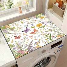 1pc Watercolor Floral Pattern Non-Slip Washing Machine Mat, Suitable For Washing Machine, Dryer, Kitchen Drain Drying Mat, Rubber Material, Decorative Appliance Cover For Washing Machine And Dryer Top, Home Kitchen, Table Decor, Dirt-Resistant And Washable, Friendly Gift For Friends - Lavender's Old Times - View 3