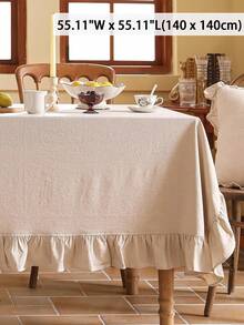 1/24pcs Retro Minimalist Plain Ruffled Tablecloth, Suitable For Holiday, Restaurant, Living Room, Kitchen, Tabletop Decor, Family Gathering, Birthday Party, Wedding, Hotel, Farmhouse, Mother's Day, Home Decor - Beige - View 10