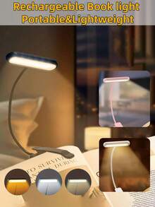 1 Lampe de lecture rechargeable, 1 lampe de livre LED, 1 lampe de livre mains libres, avec couleur et luminosité réglables, une lampe de chevet de lecture légère et privée, convient pour la lecture au bord du lit et l'étude dans les dortoirs, cadeau pour les amateurs de livres, les étudiants - Multicolore - Voir 5