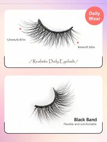 7 Pairs Natural Half-Strip Fluffy Cat Eye False Eyelashes, Black Soft Reusable Everyday Makeup - 半眼交叉款 - 查看 4