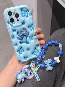 Disney Has Authorized, Phone Case - Chain Set, The Stitch Lilo & Stitch 3D Phone Case Plus A Silicone 3D Stitch Bracelet With Metallic Ring Removable Bracelet, Stitch And Angel Pattern, Compatible With Iphone 17/16/15/14/13/12/11/XS/XR/X Plus Pro Max, A Stylish Cartoon Phone Case, The Perfect Gift Choice, Phone Protection, Durable Phone Cover, Great Gift For Friends And Family - 白色款式B - 查看 3