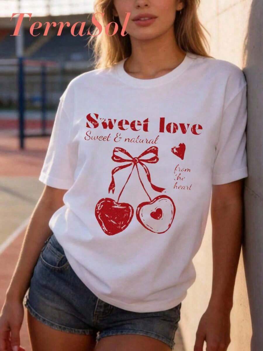 This Women's Casual Cotton T-Shirt (Blusas De Mujer) Features A Simple Yet Stylish Print Design. The Short-Sleeved Style Is Perfect For A Summer Beach Vacation And Is Also Ideal For Easter Or Mother's Day. The Crew Neck And Short Sleeves Exude A Summery Street Style, Making It A Delightful Surprise Gift For Friends And Family. - trắng - Xem 1