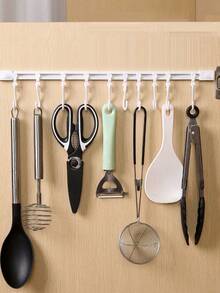 Easy To Install Kitchen Storage Rack, Over-The-Door Sliding Rail Hooks - No Drilling Required, Adhesive Backed, Practical Hanging Hooks For Convenient Installation - Multicolor - View 5