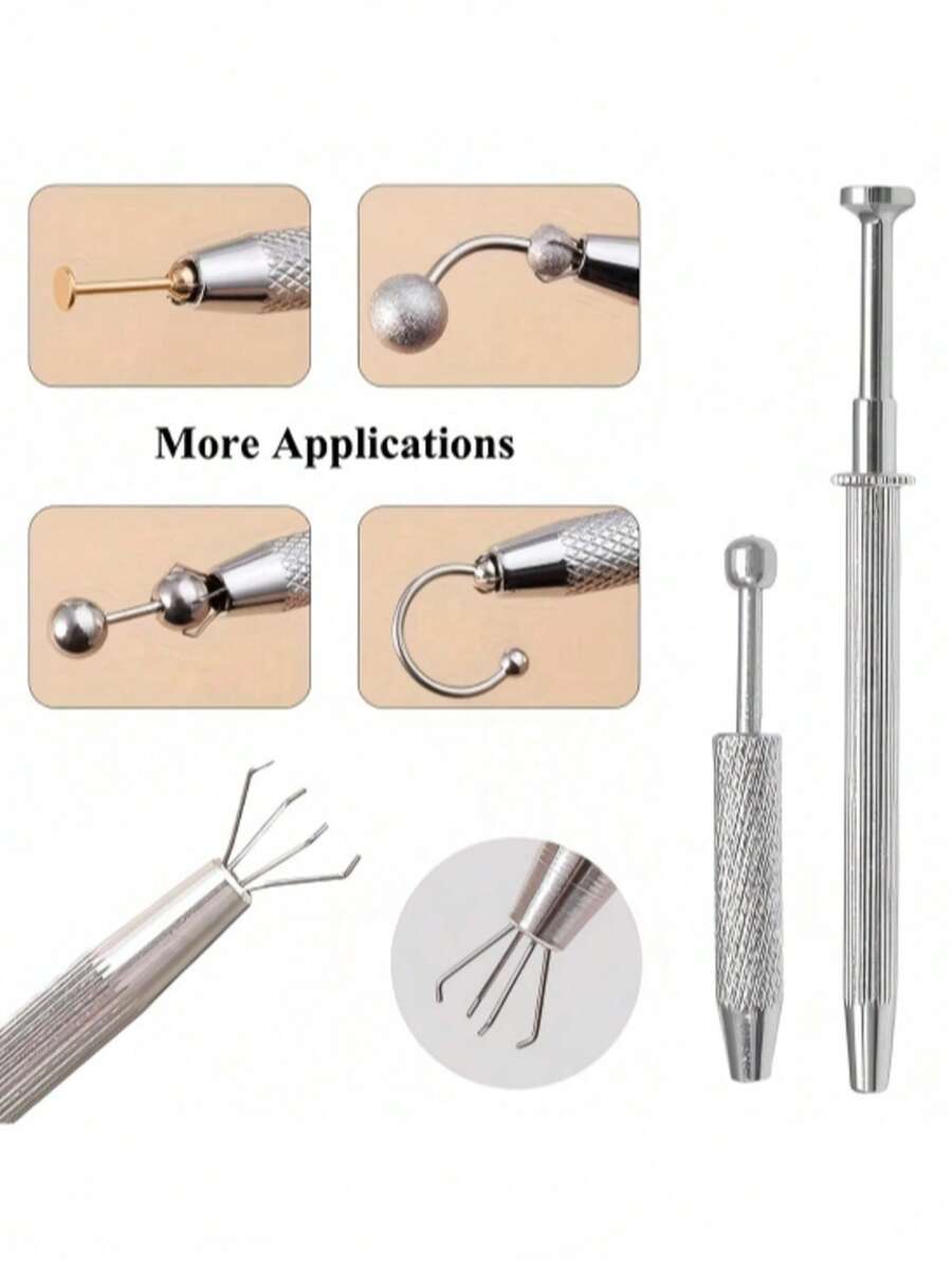 1/2 Pcs Jewelry Grabber, Alloy Piercing Ball Grabber, For Small Parts Grabbing - Silver Gray - View 1