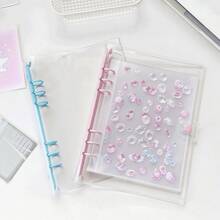 1 pieza Libro de pegatinas de hojas sueltas transparente minimalista A5, álbum de fotos de 6 orificios con broche único, carpeta de colección de pegatinas, organizador de almacenamiento de tarjetas de PVC, minimalista transparente, PVC impermeable, diseño de broche único, hojas sueltas de 6 orificios, páginas interiores removibles, almacenamiento de pegatinas, colección de tarjetas pequeñas, almacenamiento, esencial para fans, collage de planificador, organización de materiales, gran capacidad, transparente de alta definición - A - Ver 3