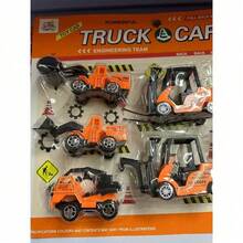kit 8 Peças brinquedo, fricção.ROLLER/FORKLIFT/DUMP TRUCK/BULLDOZER/EXCAVATOR/MIXER TRUCK/Empilhadeira/Guindaste - Laranja - Visão 2