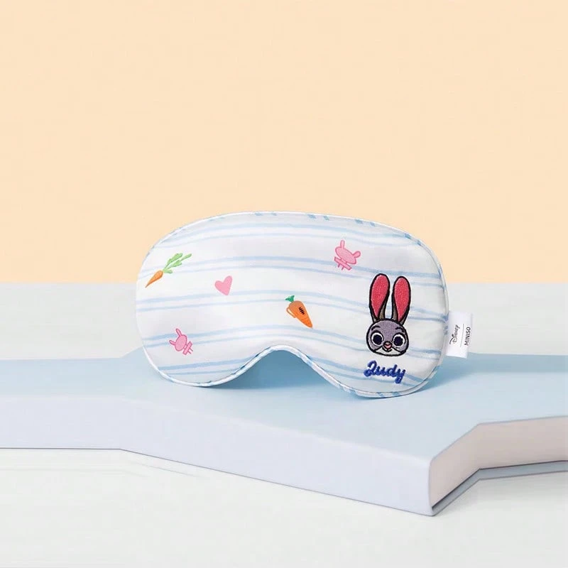 Miniso 疯狂动物城朱迪和尼克条纹眼罩,柔软亲肤透气,居家午睡旅行遮光护眼,便携式商务旅行护眼(1个) - 朱迪 - 查看 1