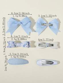 6pcs Set Floral Bowknot Satin Hair Accessories, Suitable For Birthday, Holiday Gifts - Mixed color - View 9