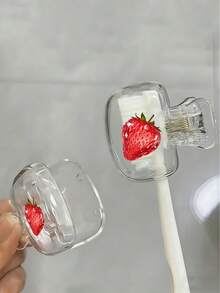 Soporte para cepillo de dientes con patrón de fresa - Diseño lindo para almacenamiento de viaje y hogar con tapa transparente, diseño compacto y portátil fácil de transportar, protege el cabezal del cepillo de dientes, función de drenaje y ventilación dual, adecuado para uso en el hogar, dormitorio y viaje | Caja de almacenamiento linda para cabezal de cepillo de dientes, adecuada para almacenamiento en el baño, adecuada para uso en el hogar y dormitorio, esencial para el regreso a la escuela - Multicolor - Ver 2