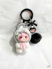 Nuevo llavero con colgante asimétrico de oreja con efecto ombre y felpa, accesorio de moda y lindo de dibujos animados para bolso - Multicolor - Ver 3