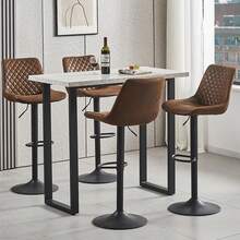 ZOONFA Modern Heavy Duty Brown Suede Bar Stool Height Adjustable 360° Swivel With Backrest And Footrest For Kitchen Island Counter - Suede Brown - View 7