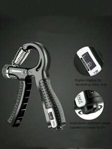 Entrenador de fuerza de agarre ajustable, fortalecedor de agarre manual profesional y ejercitador de muñeca, adecuado para rehabilitación de dedos y músculos del brazo, entrenamiento de fuerza de muñeca para fitness, accesorio de ejercicio para el hogar y el gimnasio - Negro - Ver 5