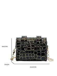 1 chiếc túi đeo vai nữ họa tiết đá, chất liệu da PU, khóa nam châm, thích hợp cho mùa hè. - A - Xem 3