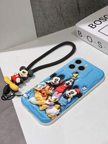This Disney Mickey Mouse Lanyard Phone Case Is Fully Covered In TPU Material. It's Shockproof, Lightweight, And Compatible With IPhone17/16/11/13/15/15 Plus/15 Pro/15 Pro Max/12/14 Pro Max/11 Pro Max/12 Pro/12 Pro Max/13. This Phone Case Makes A Popular Birthday Gift Or Business Gift; It's Durable, Stain- And Fingerprint Resistant, And Suitable For Both Men And Women. The Set Also Includes A Mickey Mouse Phone Case And A Mickey Mouse Plush Bracelet. It's A Perfect Gift For Friends And Family. This Stylish Phone Case Is Fun, Lightweight, And Durable. IPhone17 Pro Max Phone Case, Minnie Mouse Phone Case. - trắng - Xem 5