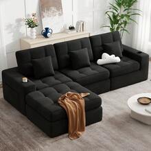 Nalupatio 144" U Shaped Cloud Boneless Couch,Modern Modular Sectional Sofa With Layered Cushion,No Assembly Convertible Corduroy Couches For Living Room,Black 1 PCS - Black - View 4