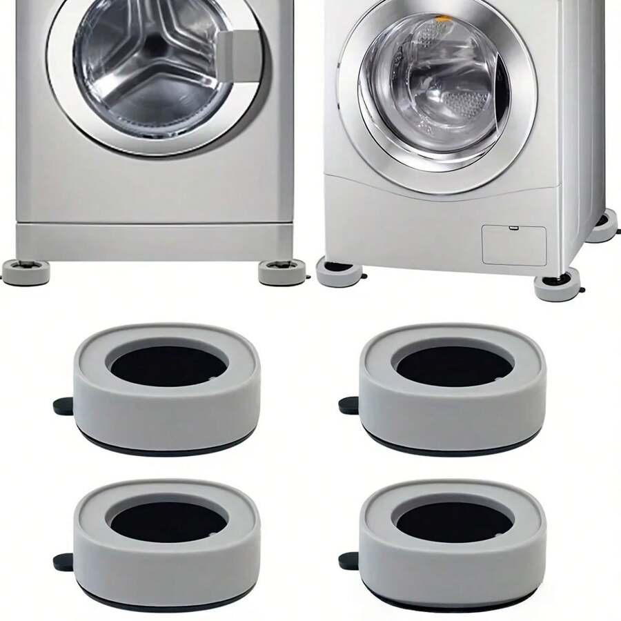 4pcs Washing Machine Anti-Vibration Pads, Universal Washer & Dryer Support Feet Mats, Non-Slip Rubber Stabilizers With Noise Reduction, Floor Protection, Anti-Shake, Multi-Purpose