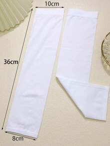 2 paires de manches longues au-dessus du coude pour femmes, noir & blanc, style minimaliste d'été, fines, respirantes, protection UV, évacuation de la transpiration, tissu en soie de glace élastique, couleur unie, pour sports de plein air, voyages, cyclisme, conduite - 2 blancs 1 noir - Voir 7