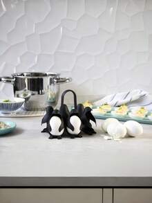 3-In-1 Penguin Shaped Egg Holder | Silicone Egg Cooker For Soft Or Hard Boiled Eggs, Holds 6 Eggs, Convenient For Cooking And Refrigerator Storage - View 2