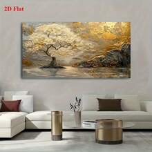 2D平面画，无框画布，墙面艺术海报，抽象风景画，以树木为主题，非常适合客厅、卧室、工作室，也是生日、节日、新年和圣诞节的理想礼物，家居装饰，房间装饰 - design 01 - 查看 1