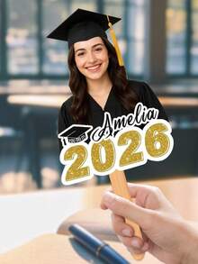 1 pieza Abanico de fotos personalizable para graduación, foto y texto personalizados, accesorio de fotos de graduación 2026, abanico de graduado 2026, decoración de fiesta de graduación de escuela secundaria/universidad, accesorio de cabina de fotos de celebración de graduación 2026, regalo de graduación, temporada de graduación - Multicolor - Ver 10