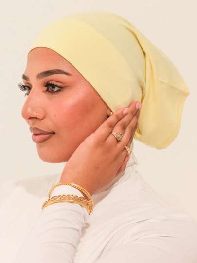 1pc Middle Eastern Arabic Muslim Solid Color Classic Minimalist Versatile Hijab Cap Turban Underscarf, Suitable For Daily Life, Festivals, Gatherings, Outdoor Activities