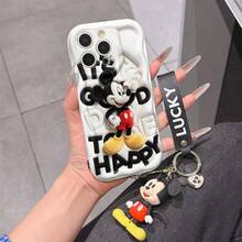 This Disney Mickey Mouse Lanyard Phone Case Is Fully Covered In TPU Material. It's Shockproof, Lightweight, And Compatible With IPhone17/16/11/13/15/15 Plus/15 Pro/15 Pro Max/12/14 Pro Max/11 Pro Max/12 Pro/12 Pro Max/13. This Phone Case Makes A Popular Birthday Gift Or Business Gift; It's Durable, Stain- And Fingerprint Resistant, And Suitable For Both Men And Women. The Set Also Includes A Mickey Mouse Phone Case And A Mickey Mouse Plush Bracelet. It's A Perfect Gift For Friends And Family. This Stylish Phone Case Is Fun, Lightweight, And Durable. IPhone17 Pro Max Phone Case, Minnie Mouse Phone Case. - White - View 6