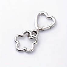 Heart Flower Clasp Ring And Flower Spring Ring, Rotating Hook, Dog Clip, Suitable For DIY, Jewelry Metal Keychain Metal Spring Clip, Convenient Keychain, Detachable Handbag Strap Connector - Multicolor - View 7