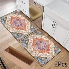 2D Retro Bohemian Style Printed Pattern Rug, Soft Floor Mat For Entryway, Porch, Indoor Use - Washable Carpet For Living Room, Bathroom, Bedroom, Game Room, Laundry Room, Dorm Decor - Multicolor - View 12