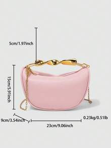 Bolso de mano/bolso de hombro de diseño único de 2025, de piel de PU, con asa de metal, de alta calidad - Rosa - Ver 10