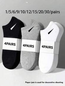 1/5/9/10/12/20/30 paires de chaussettes de cheville unisexes grande taille, noir, blanc, gris, multifonctionnelles, confortables, respirantes, minimalistes, couleur unie, décontractées, convenant pour un usage quotidien - Multicolore - Voir 21