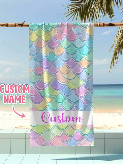 1 Personalized Customized Children's Beach Towel, Summer Children's Birthday Gift, Summer Fashion, Beach Vacation, Customized Beach Towel, Swimming Pool, Beach Decoration