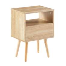 Rattan Side Table With Drawer And Solid Wood Legs, Modern Bedside Table, Side Table For Living Room, Bedroom, Natural Wood Look - H 55/W 40/D 30 Cm - Natural Color - View 7