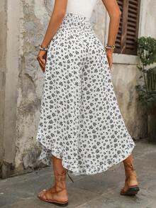 Women's Casual Ruffled High Waist Solid Color Pants, Summer Going Outs Summer For Women Women's Pants Casual For Women Summer Holidays Women's Wide Leg Pants Plain - Nhiều màu 2 - Xem 2