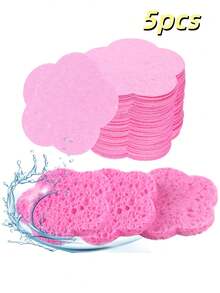 5/10/20/30/50 Count Compressed Natural Cellulose Heart Shape Facial Sponges, 100% Natural Cosmetic Spa Sponges For Facial Cleansing, Exfoliating, Makeup Mask Removal, Reusable - Pink - View 10