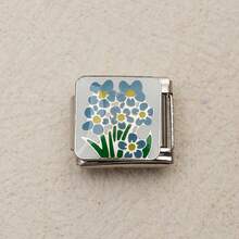 1 pieza Componente de pulsera modular de acero inoxidable con patrones florales, adecuado para hacer pulseras, collares y otras joyas de bricolaje, combinable libremente en diferentes estilos - Plateado - Ver 10