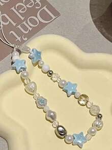 1 chiếc dây chuyền hình ngôi sao đính hạt pha lê xanh mộng mơ thời trang, thích hợp để treo điện thoại, máy ảnh, tai nghe, phụ kiện trang trí cá nhân hóa. - Màu xanh cộng với trong suốt - Xem 17