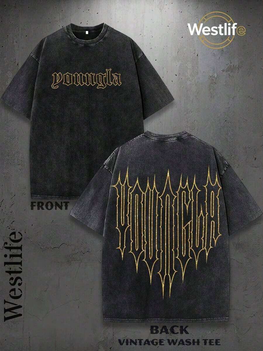 1pc 1PC Y2K Men's Vintage Graphic Tee | Summer Men's Street Style Retro Print T-Shirt | YLA Gothic Style Logo Print | Niche Fashion Men's Clothing Y2k Clothing | Unisex Plus Size Women Clothes Crop Top Plus Size 4th Of July Outfit Women Summer Tops For Women Summer Outfits For Women - Black - View 1