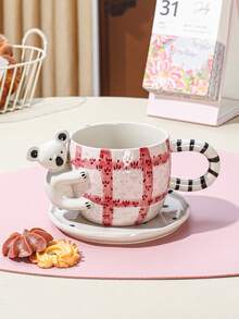 2pcs (1 Cup & 1 Saucer) Ceramic Coffee Cup And Saucer Set, Suitable For Home Kitchen, Restaurant, Living Room, Gift, Drinking Tea, Coffee, Milk, Juice, Wedding, Party, Birthday - Multicolor - View 8