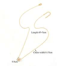 1pc Simple Classic Bubble Initial Pendant Golden Stainless Steel Chain Necklaces For Women - Yellow Gold - View 2