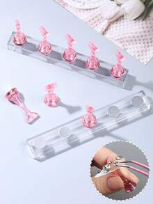 SWEET TREND 一套粉色美甲展示架，美甲展示工具，家用及初学者美甲用品，磁性亚克力美甲压板，美甲压板支架，美甲沙龙设备及美甲展示和练习装饰 - 粉色 - 查看 2