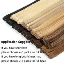 Human Hair Weft Extensions Straight 12-20 inches Brazilian Hair Bundles Sew In Weaves Blonde Natural Black Brown Blonde Hair 50g - S60 - Übersicht 8
