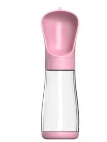 Leak-Proof Pet Water Bottle With Detachable Food Container, Suitable For Hiking And Travel - Pink - View 1
