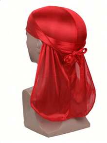 1pc Men's Black Satin Fashionable Headscarf And Turban Cap, Suitable For Daily Use - A - View 9
