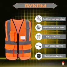 Pink Reflective Safety Vest For Women, Working Safety Gear With Strips, High Visibility Work Vest For Construction, Medium - 橘色網狀物 - 查看 3