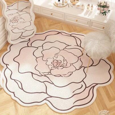 圆形地毯，您一定会爱不释手！轻盈柔软，精致优雅，色彩鲜艳，提升您的家居氛围。灵感源自多巴胺，可爱清新，简约优雅的花卉图案，多种尺寸可选——完美适用于客厅、走廊、厨房、门廊、玄关、卧室、书房、室内、餐厅、浴室、洗衣房、门口等各种空间，可作装饰地垫。用途广泛，适用于任何空间！无论是馈赠亲友还是自用，都是绝佳之选，物超所值！
